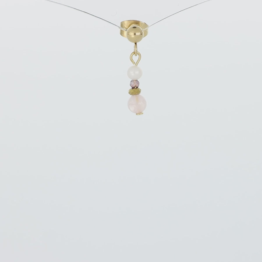 Orecchini Romantic Freshwater Pearls et quarzo rosa oro
