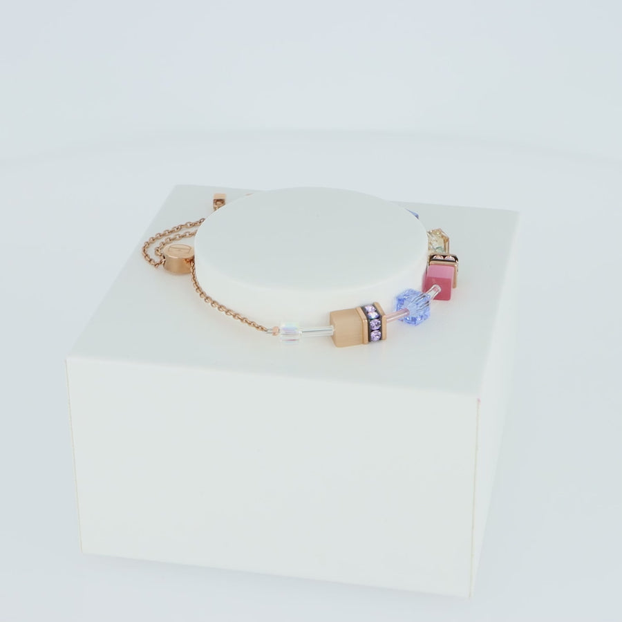 Bracciale GeoCUBE® Iconic Chain azzurro-rosa