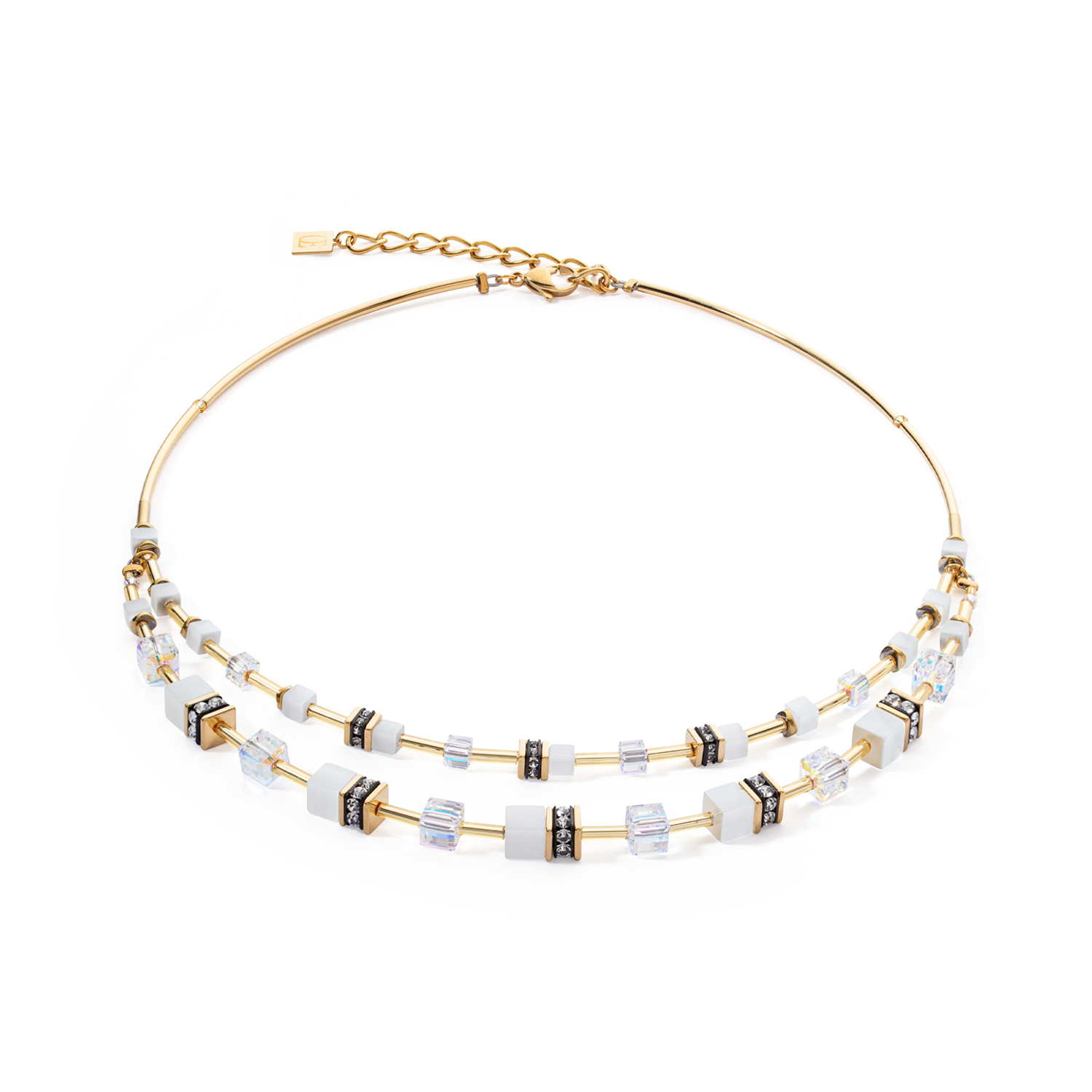 Collana GeoCUBE® Iconic Layer bianco-oro