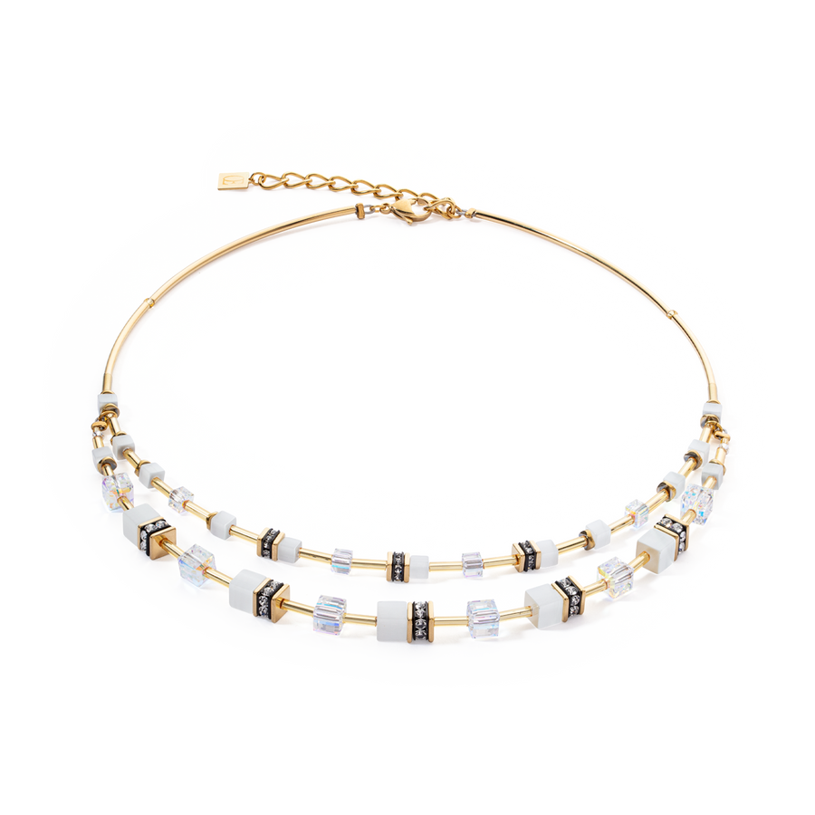 Collana GeoCUBE® Iconic Layer bianco-oro