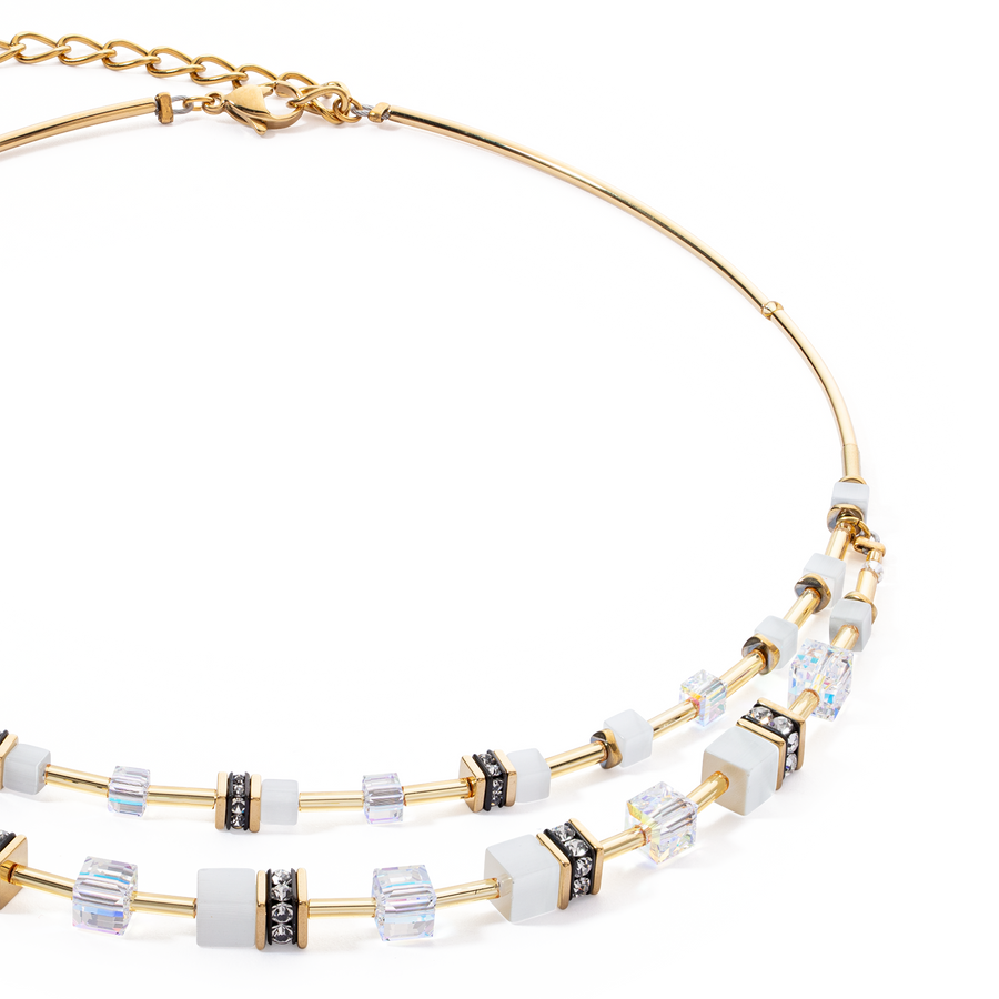 Collana GeoCUBE® Iconic Layer bianco-oro