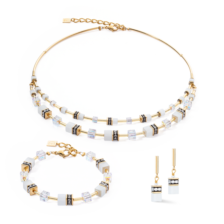 Collana GeoCUBE® Iconic Layer bianco-oro