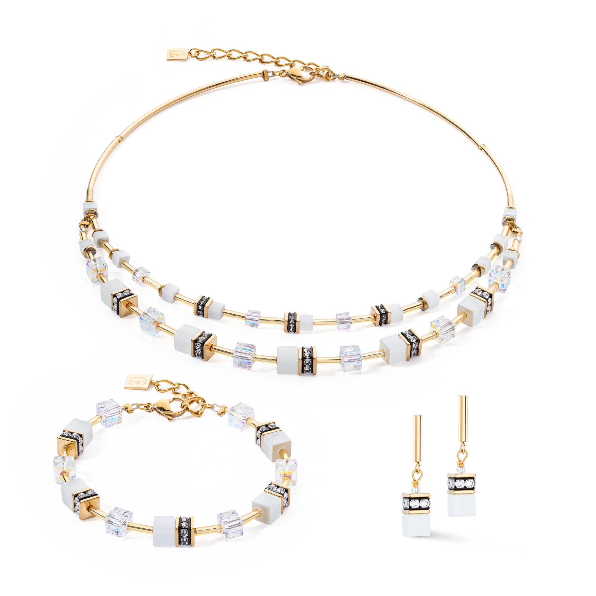 Bracciale GeoCUBE® Iconic Layer bianco-oro