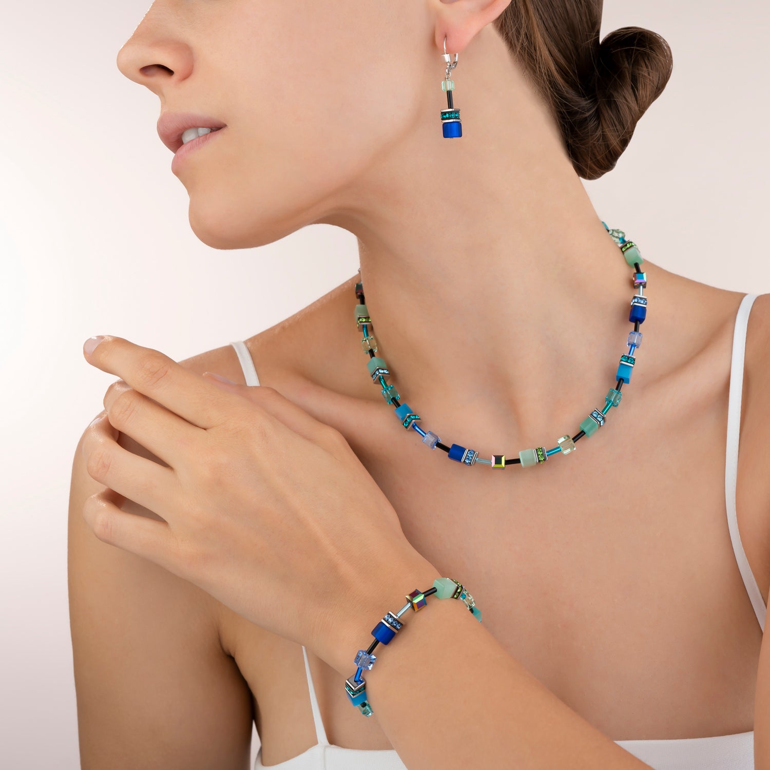 Collana GeoCUBE® blu-verde