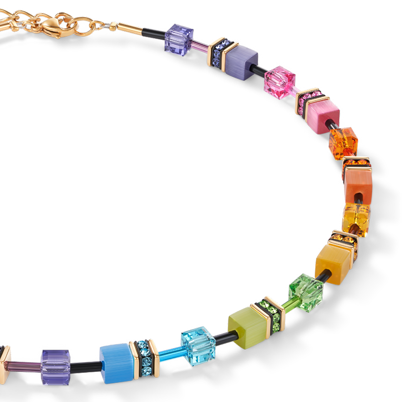 Collana GeoCUBE® multicolor rainbow gold