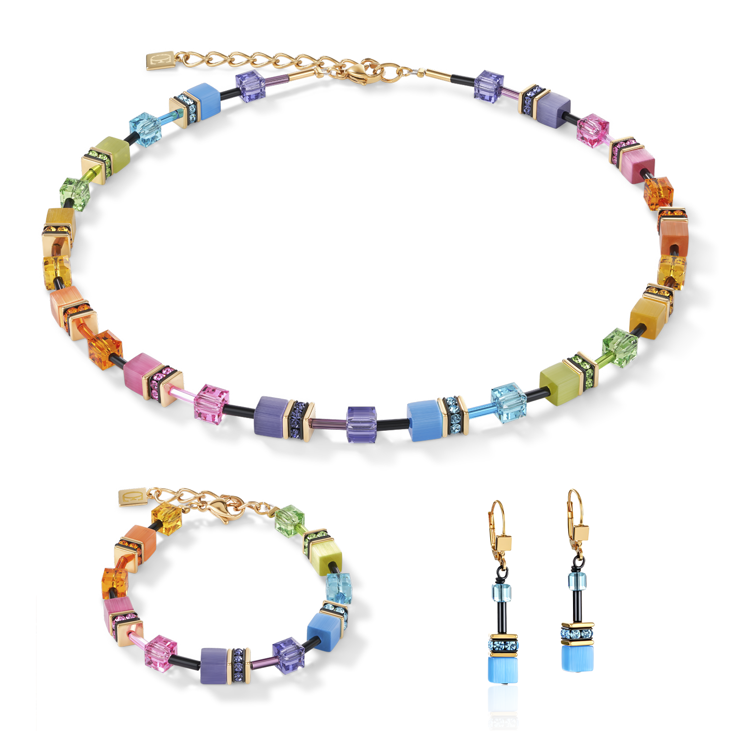 Collana GeoCUBE® multicolor rainbow gold