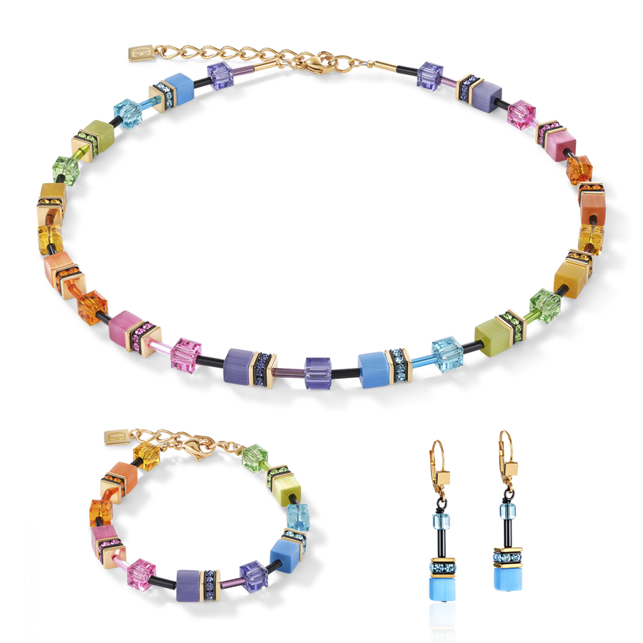 Collana GeoCUBE® multicolor rainbow gold