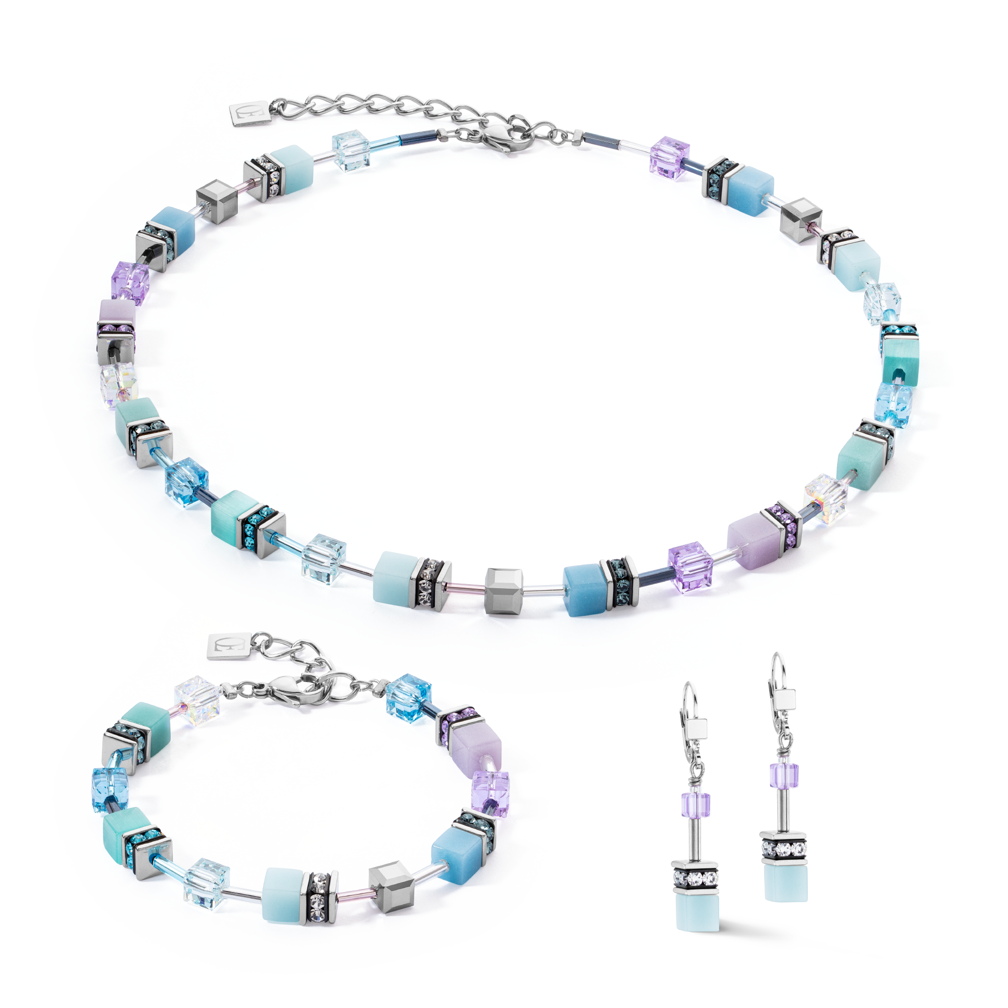 Collana GeoCUBE® Iconic aqua-lilac