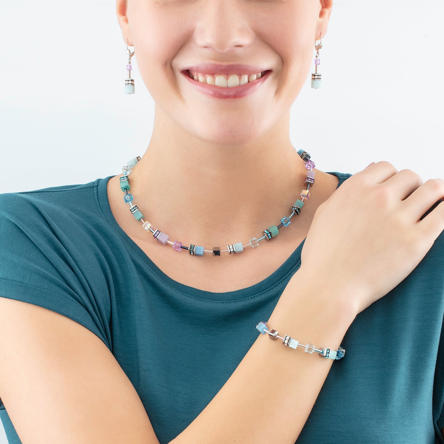 Collana GeoCUBE® Iconic aqua-lilac