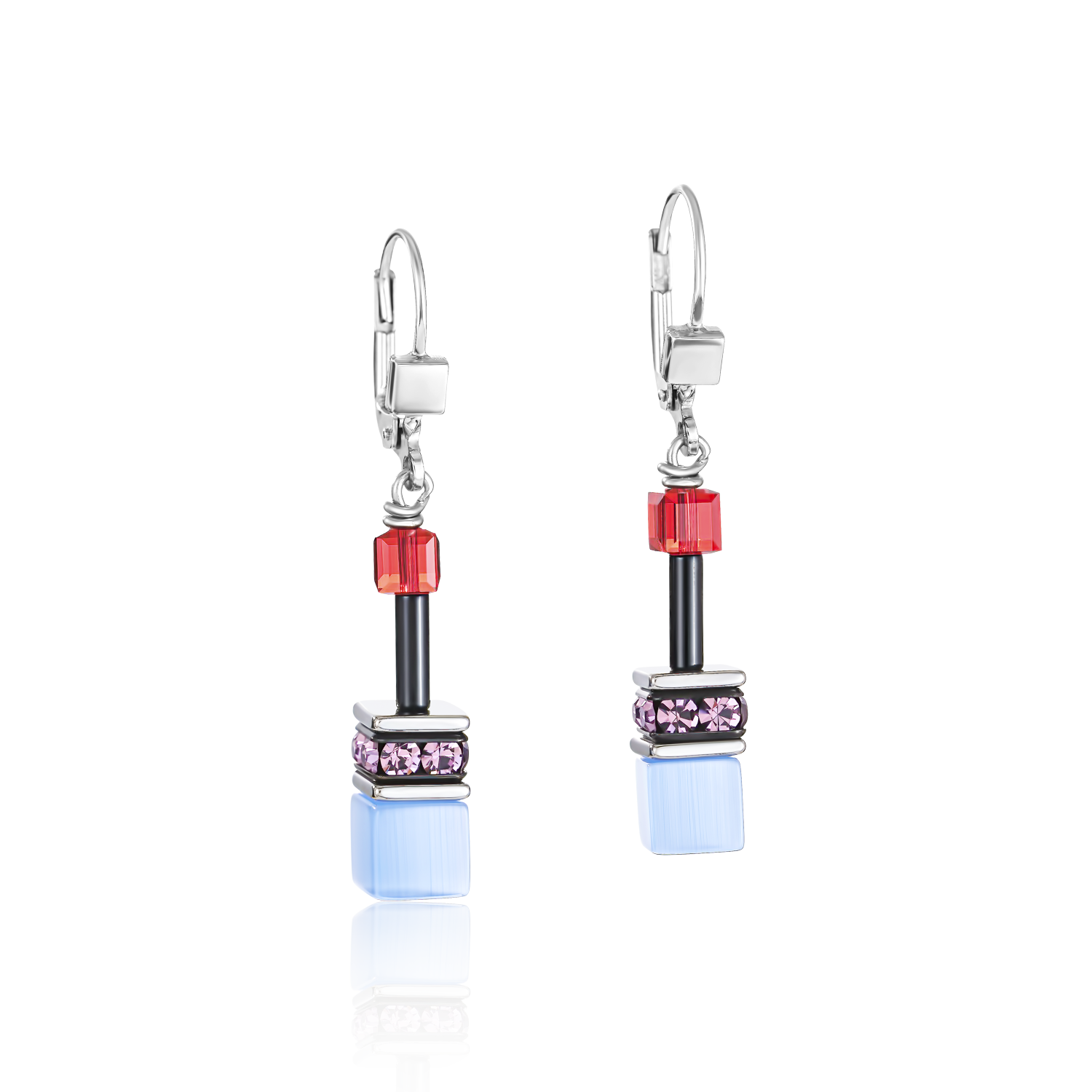 Orecchini GeoCUBE® lilla-rosso-blu