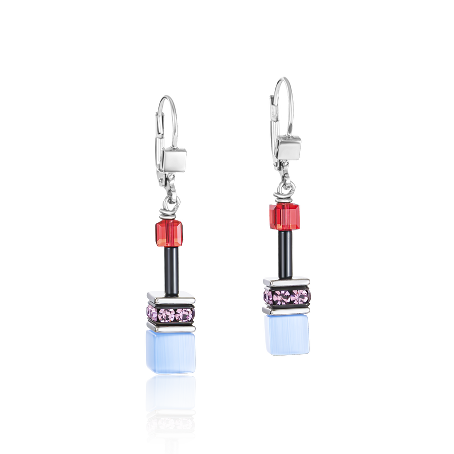 Orecchini GeoCUBE® lilla-rosso-blu