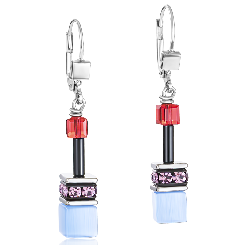 Orecchini GeoCUBE® lilla-rosso-blu