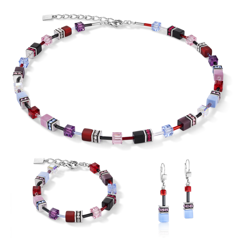 Orecchini GeoCUBE® lilla-rosso-blu