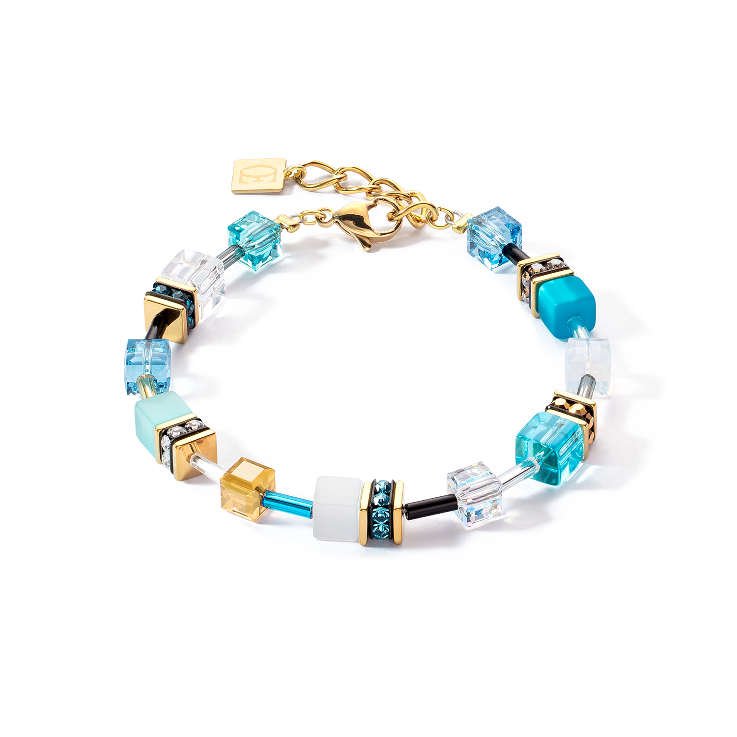 Bracciale GeoCUBE® Iconic oro-turchese