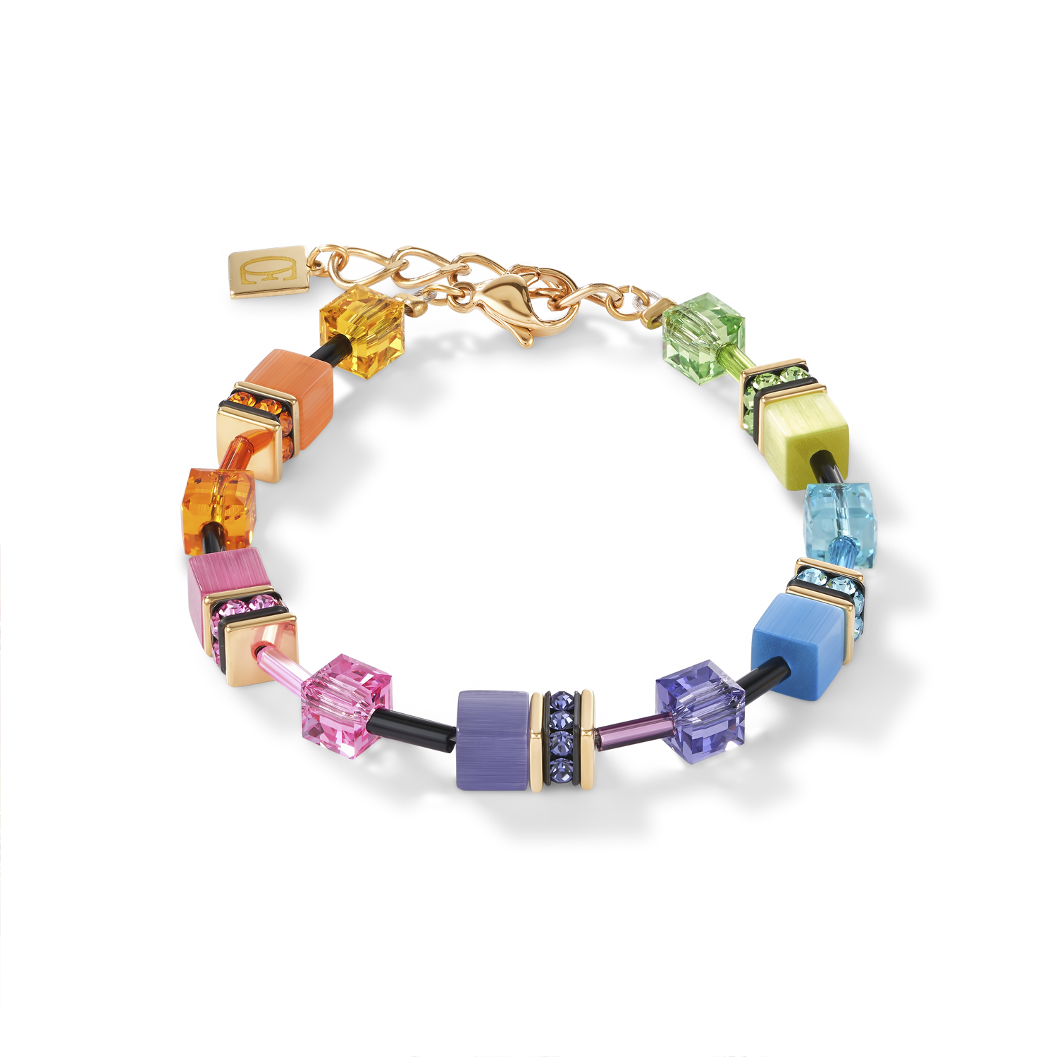 Braccialetto GeoCUBE® multicolor rainbow gold