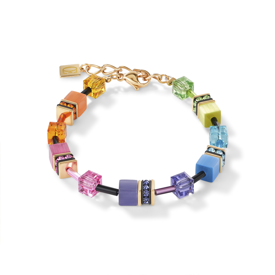 Braccialetto GeoCUBE® multicolor rainbow gold