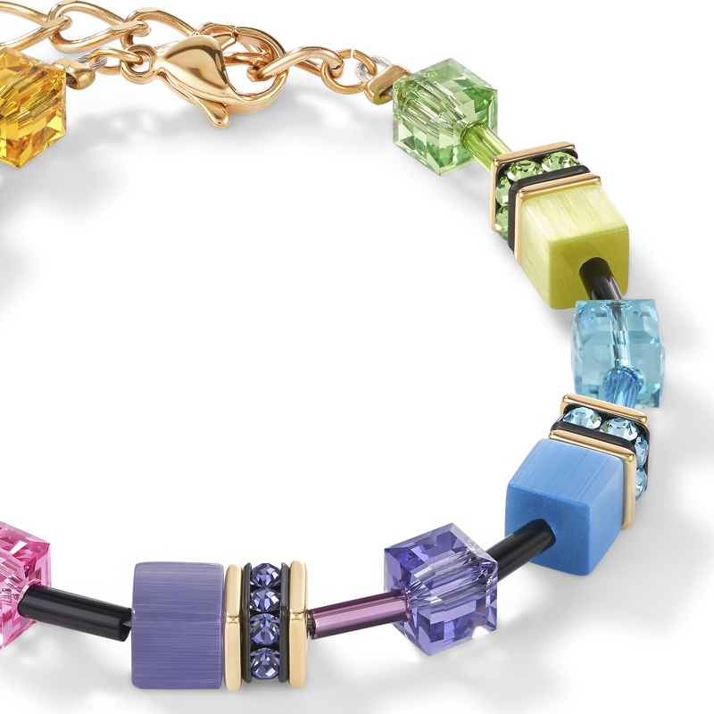 Braccialetto GeoCUBE® multicolor rainbow gold