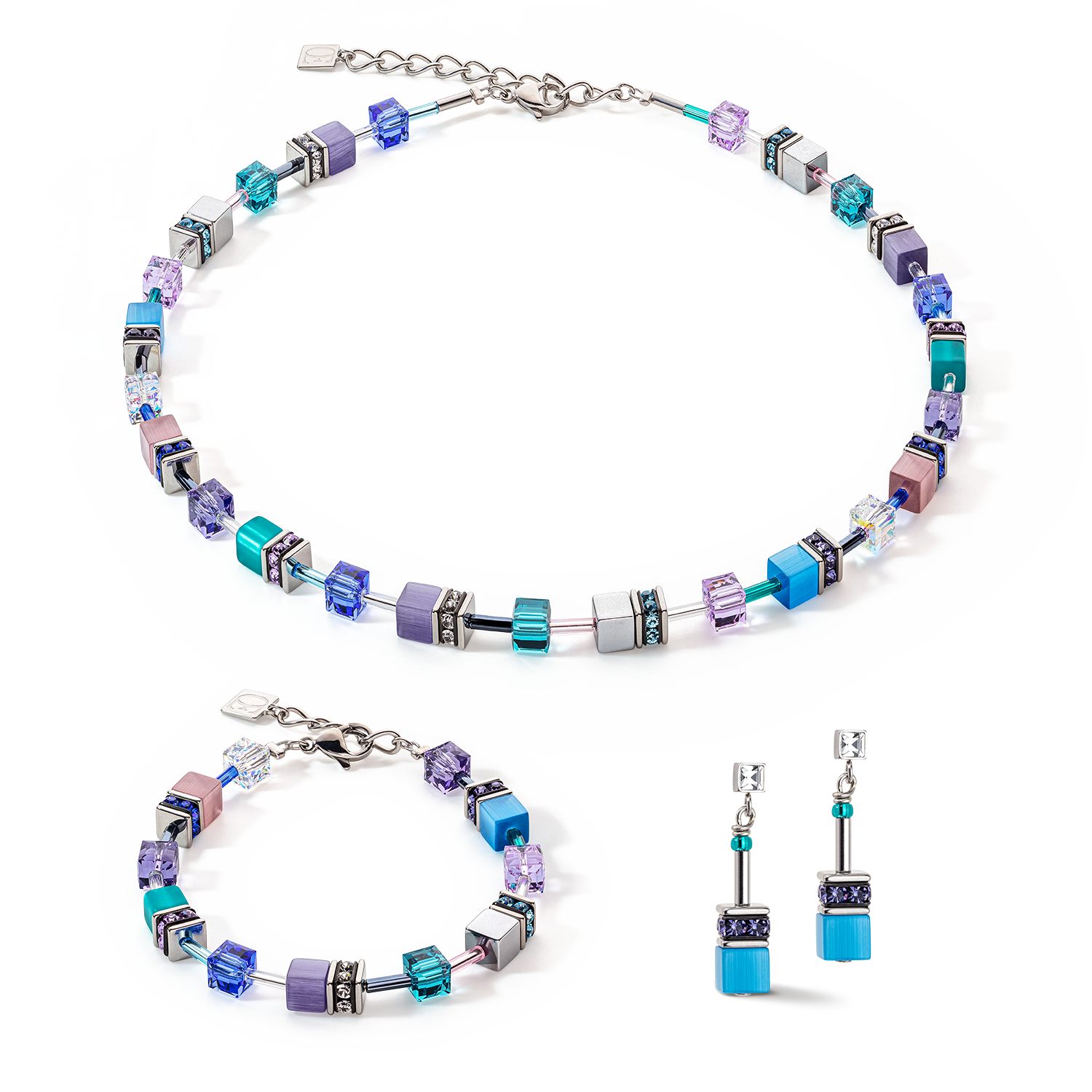 Collana GeoCUBE® Iconic turchese-viola