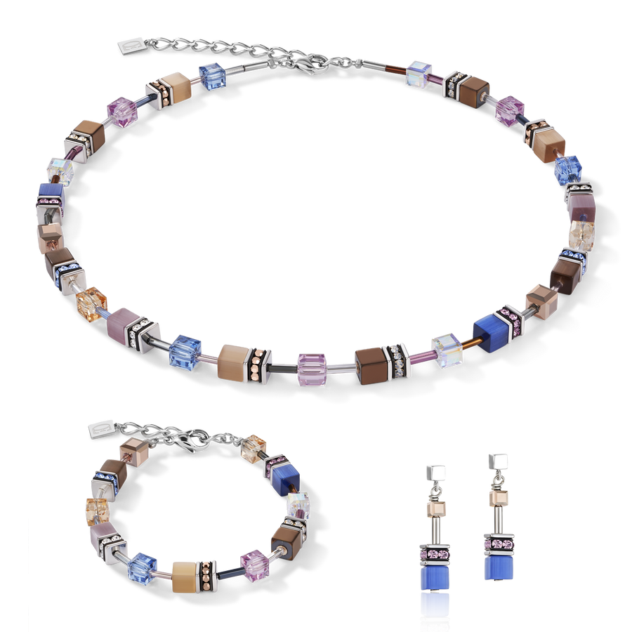 Collana GeoCUBE® blu-marrone-lilla