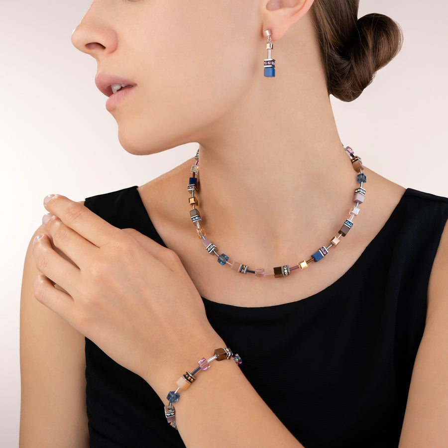 Collana GeoCUBE® blu-marrone-lilla