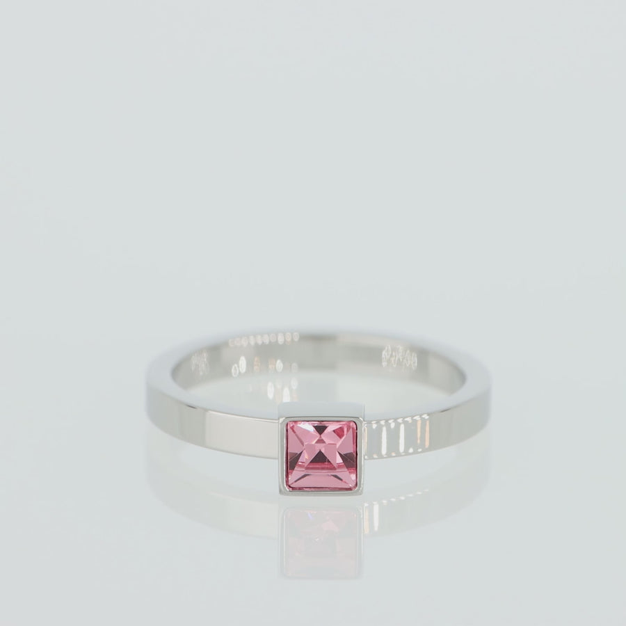 Brilliant Square small anello argento rosa