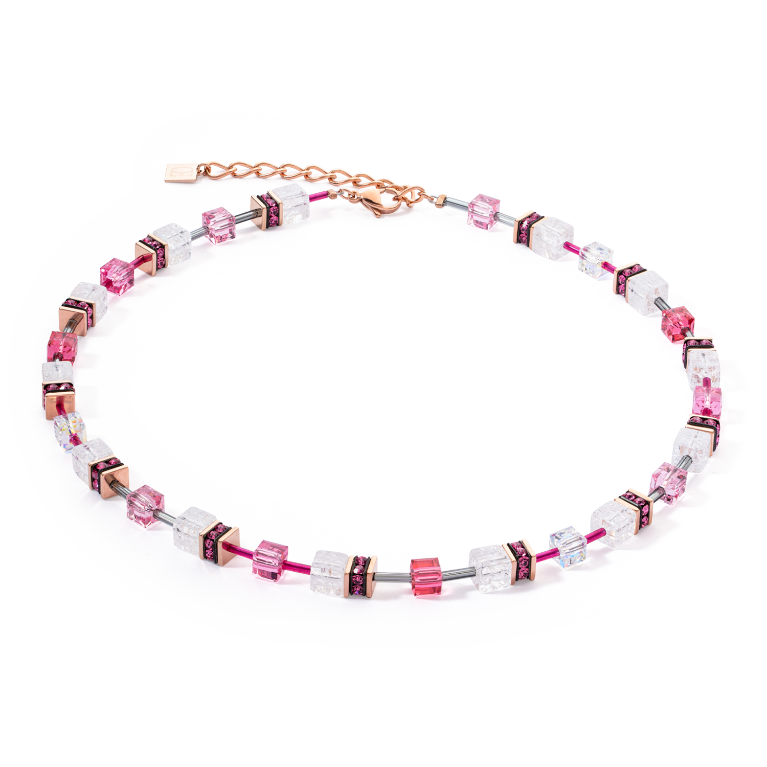 Collana GeoCUBE® Iconic Nature rosa-bianco