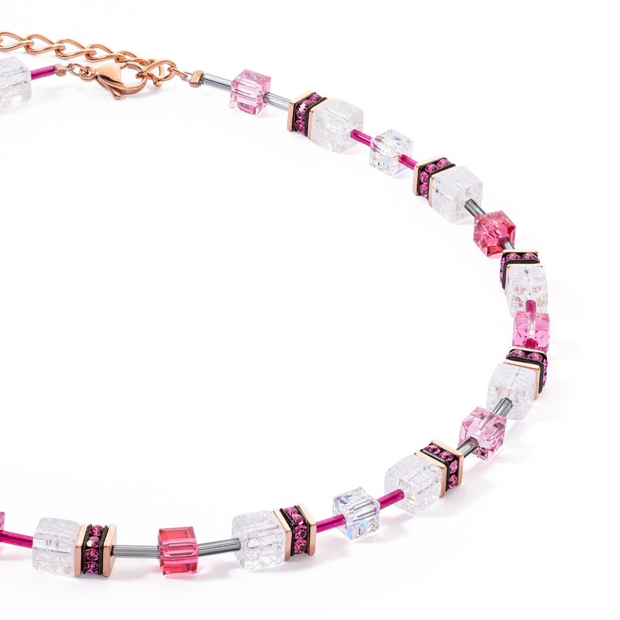 Collana GeoCUBE® Iconic Nature rosa-bianco