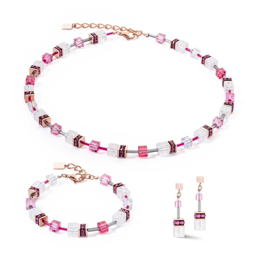 Collana GeoCUBE® Iconic Nature rosa-bianco