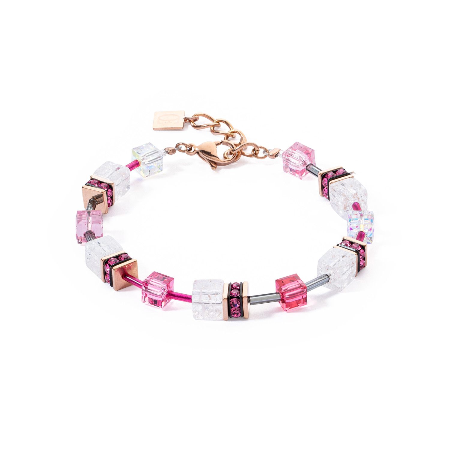 Bracciale GeoCUBE® Iconic Nature rosa-bianco