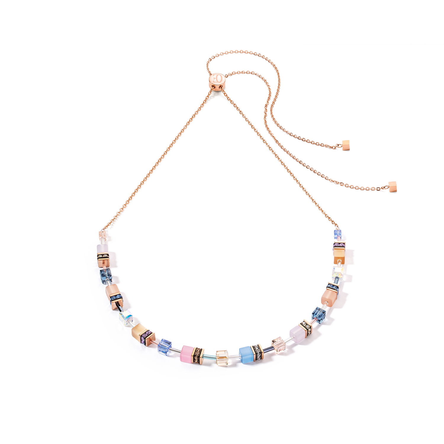 Collana GeoCUBE® Iconic Chain azzurro-rosa