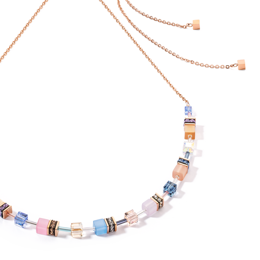 Collana GeoCUBE® Iconic Chain azzurro-rosa