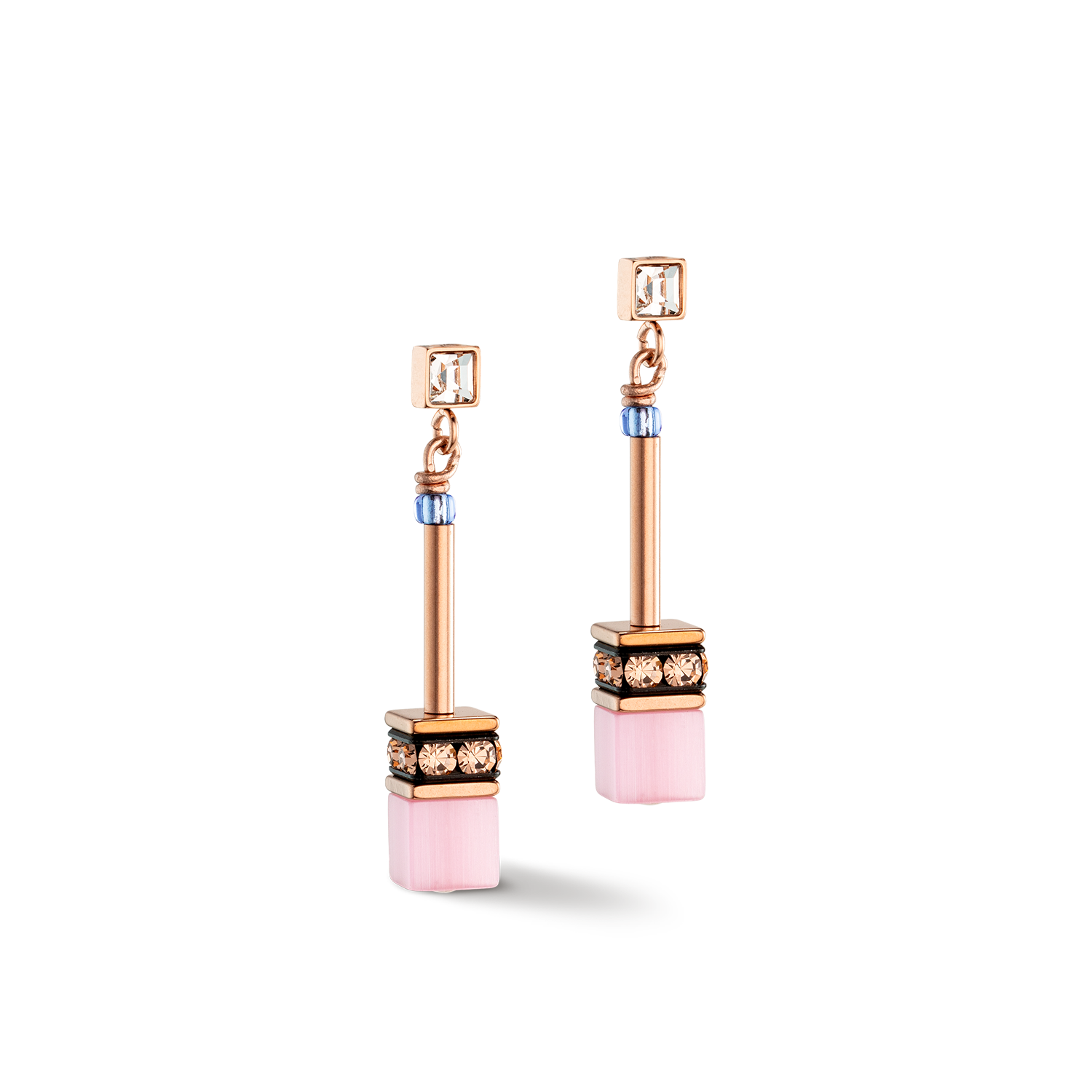 Orecchini GeoCUBE® Iconic Chain azzurro-rosa