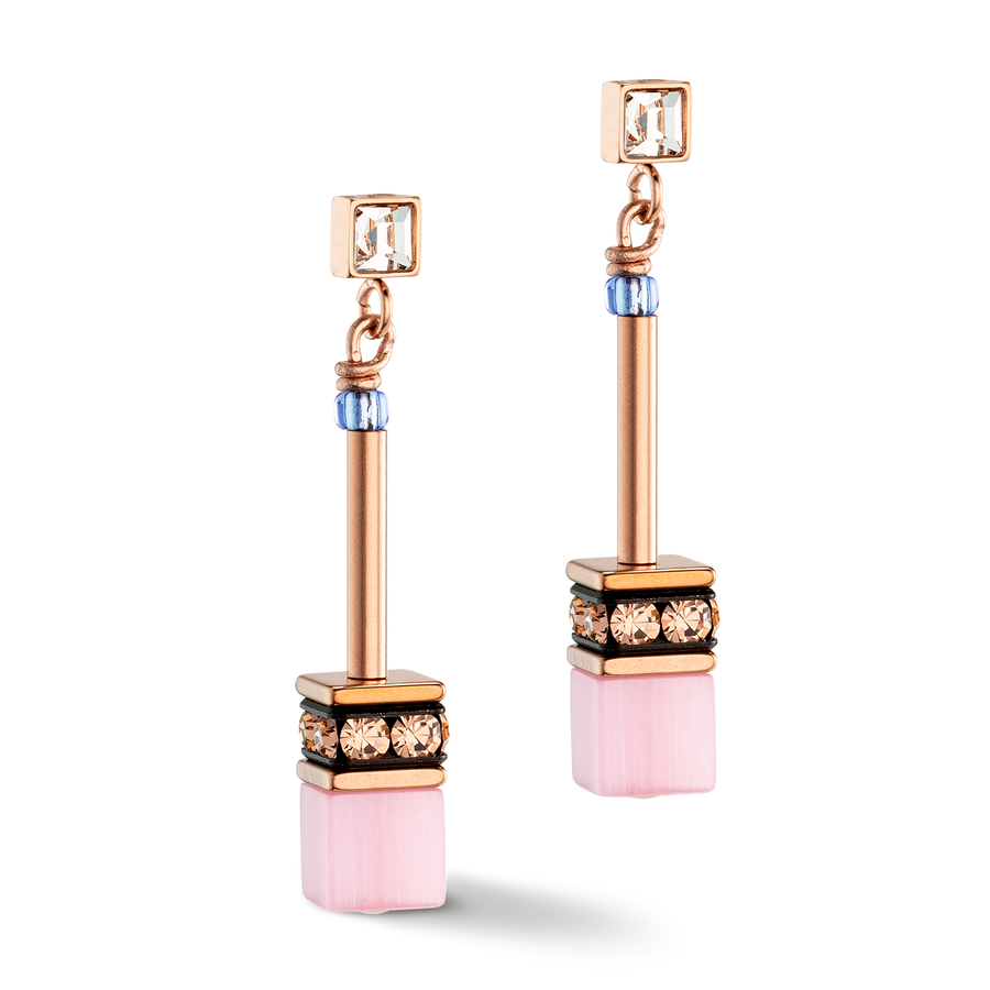 Orecchini GeoCUBE® Iconic Chain azzurro-rosa