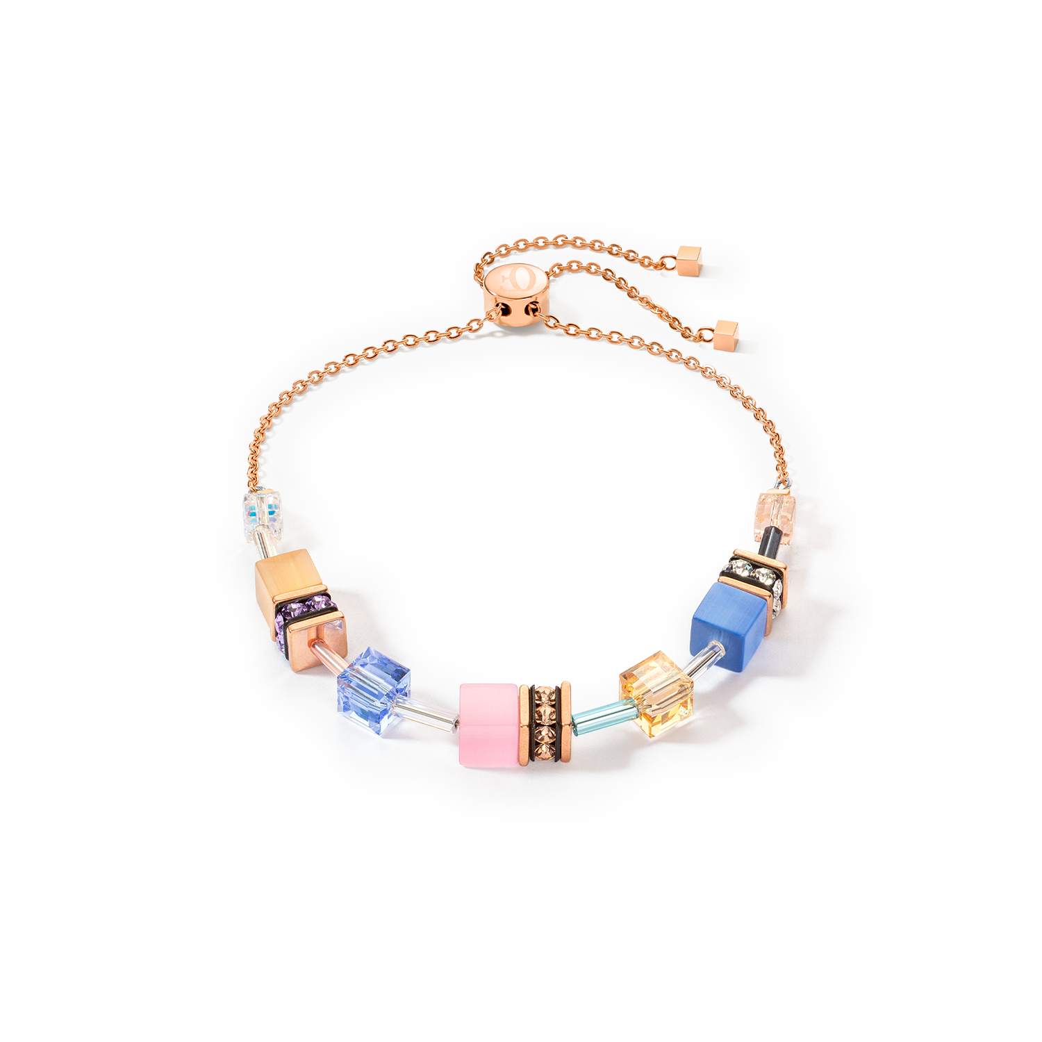 Bracciale GeoCUBE® Iconic Chain azzurro-rosa