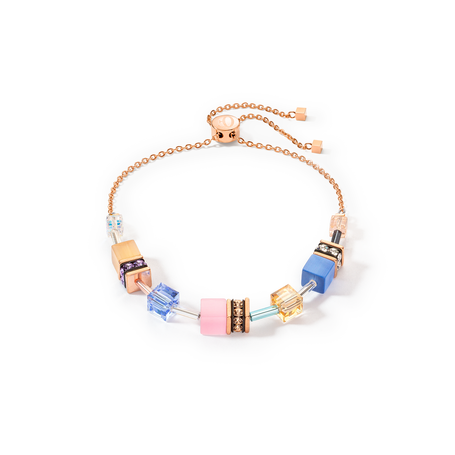 Bracciale GeoCUBE® Iconic Chain azzurro-rosa