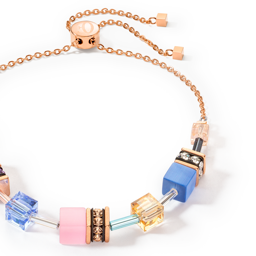 Bracciale GeoCUBE® Iconic Chain azzurro-rosa