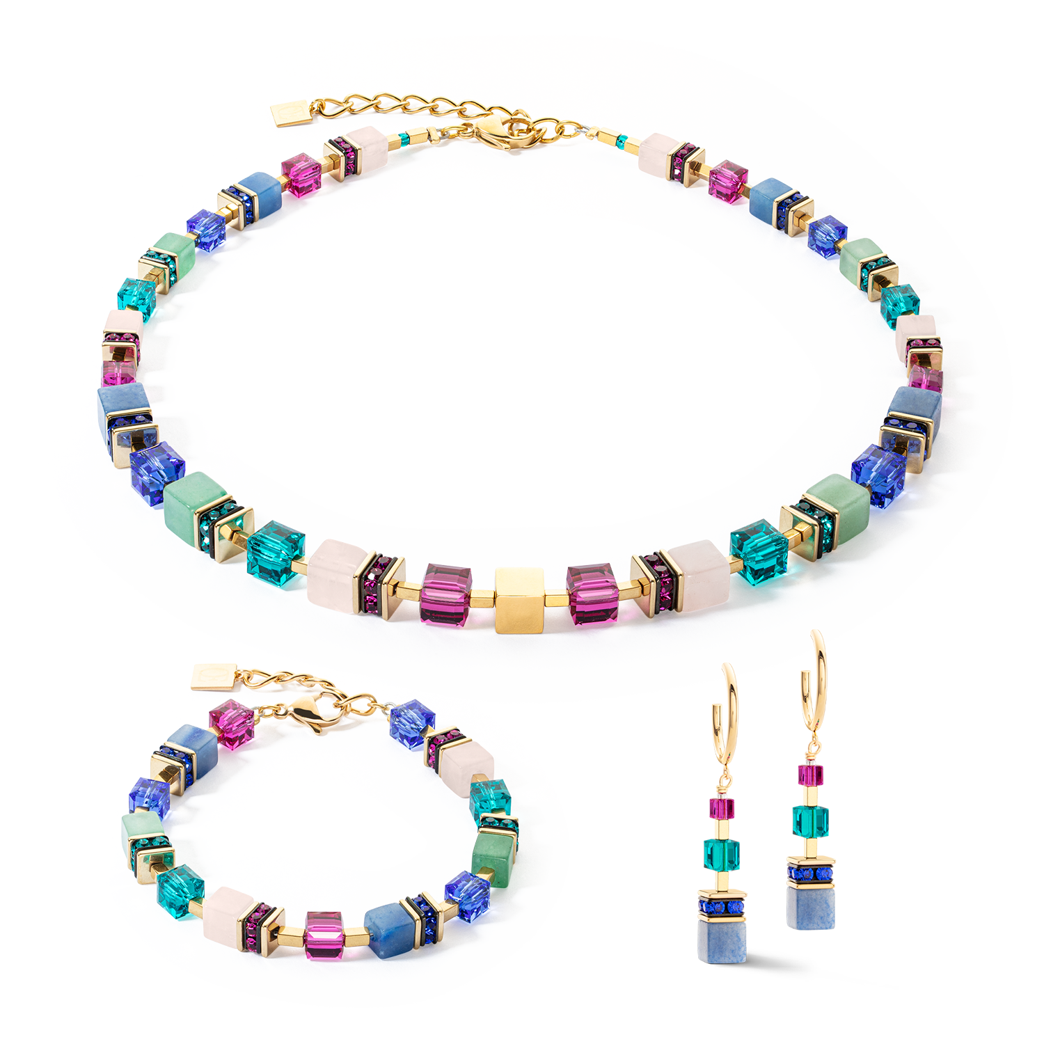 Collana GeoCUBE® Precious Statement oro-multicolore