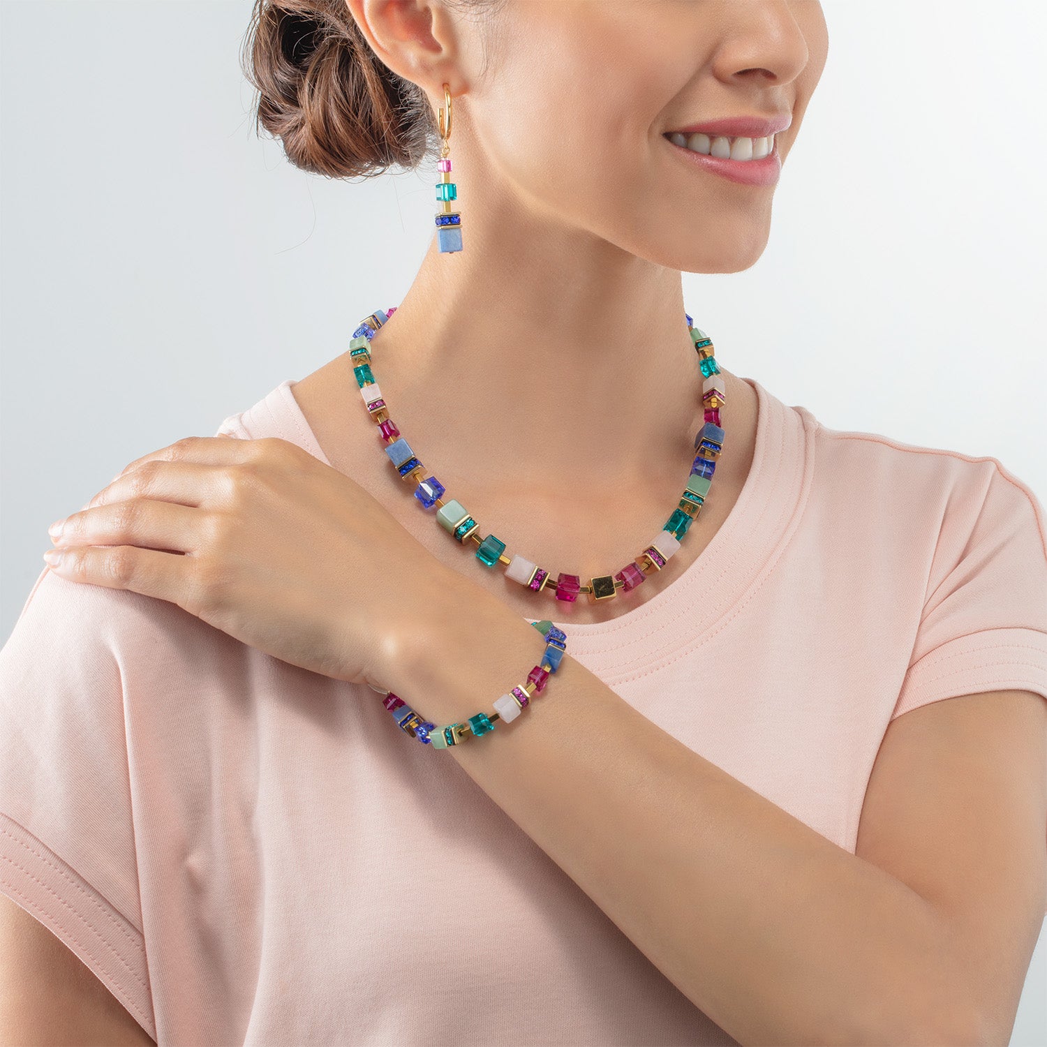 Collana GeoCUBE® Precious Statement oro-multicolore