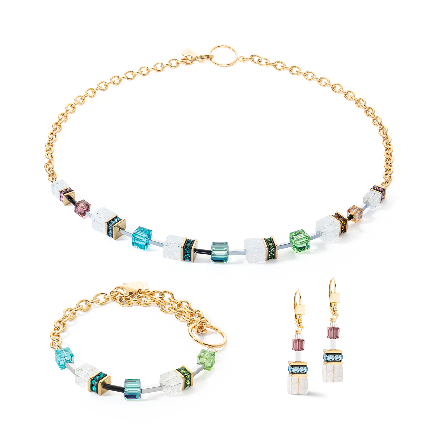 Collana GeoCUBE® Iconic Precious Chain oro-multicolor