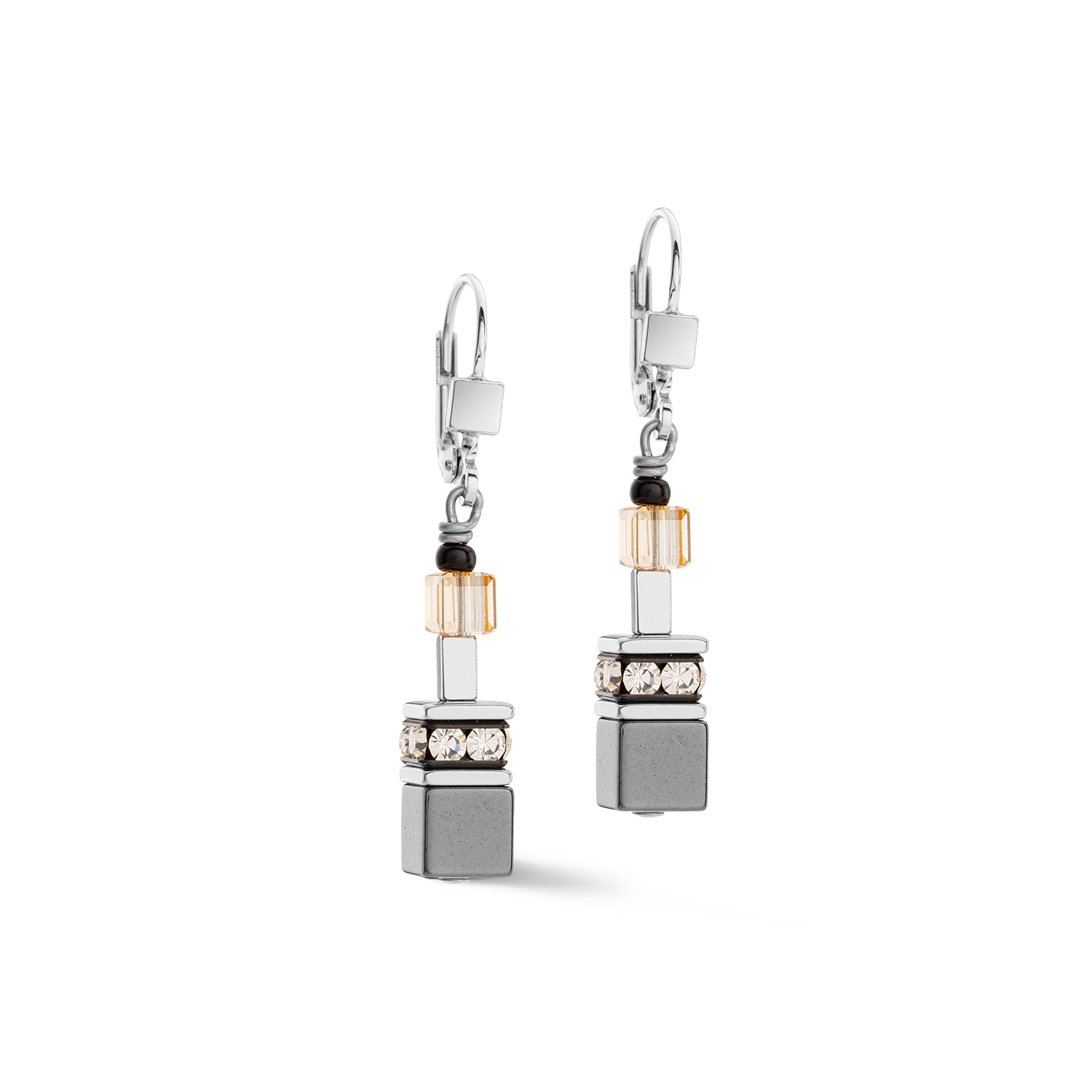 Orecchini GeoCUBE® Iconic Precious Chain grigio-beige