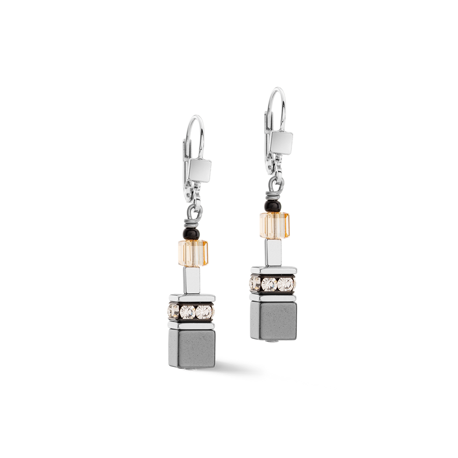 Orecchini GeoCUBE® Iconic Precious Chain grigio-beige