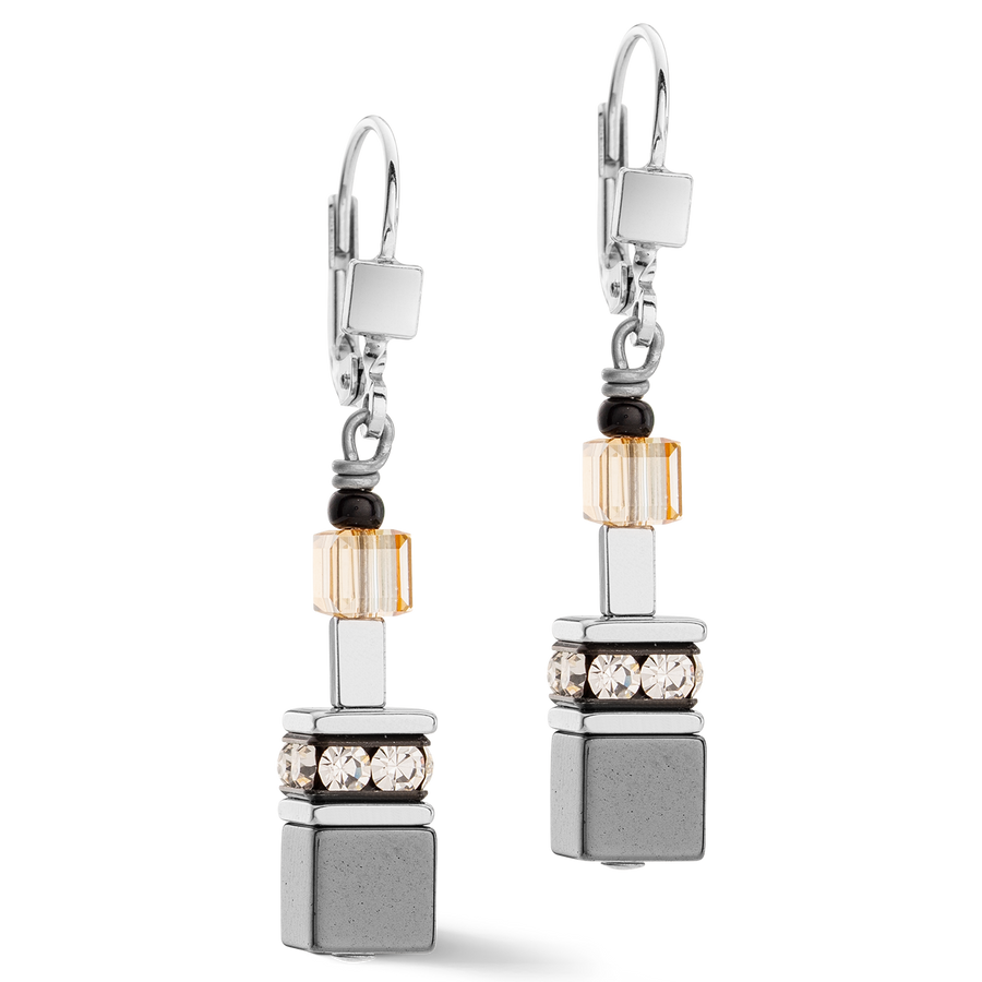 Orecchini GeoCUBE® Iconic Precious Chain grigio-beige