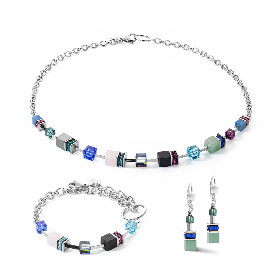 Orecchini GeoCUBE® Iconic Precious Chain argento-multicolor