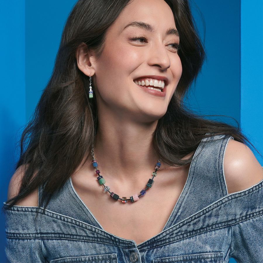 Orecchini GeoCUBE® Iconic Precious Chain argento-multicolor