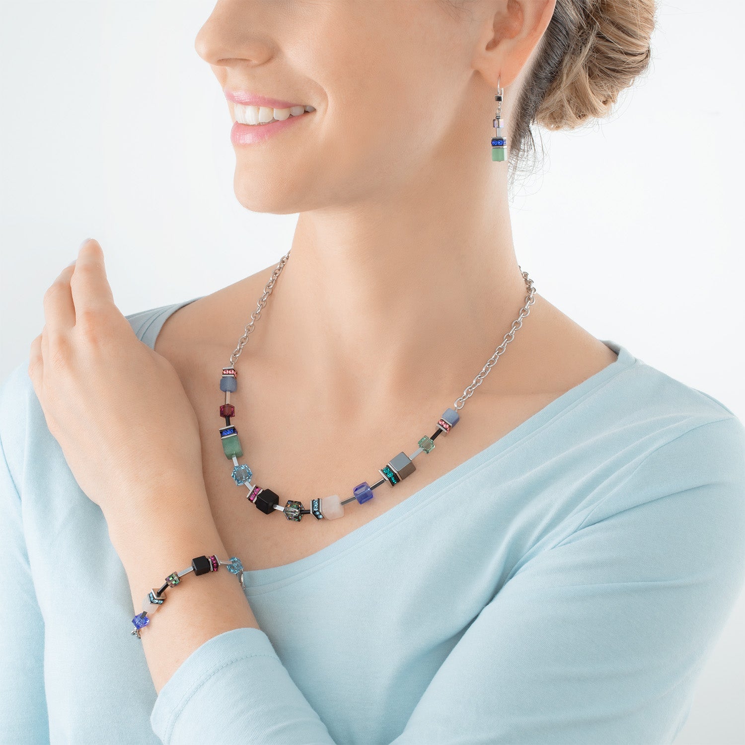 Bracciale GeoCUBE® Iconic Precious Chain argento-multicolor