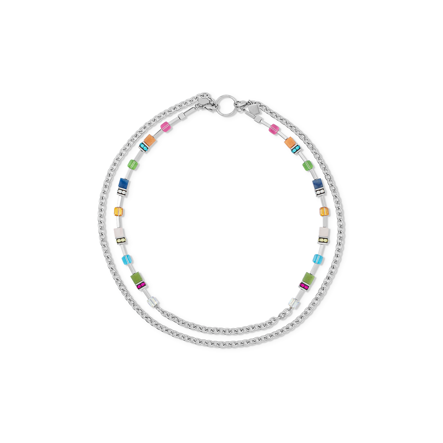 Collana GeoCUBE® Iconic Boho argento-multicolore