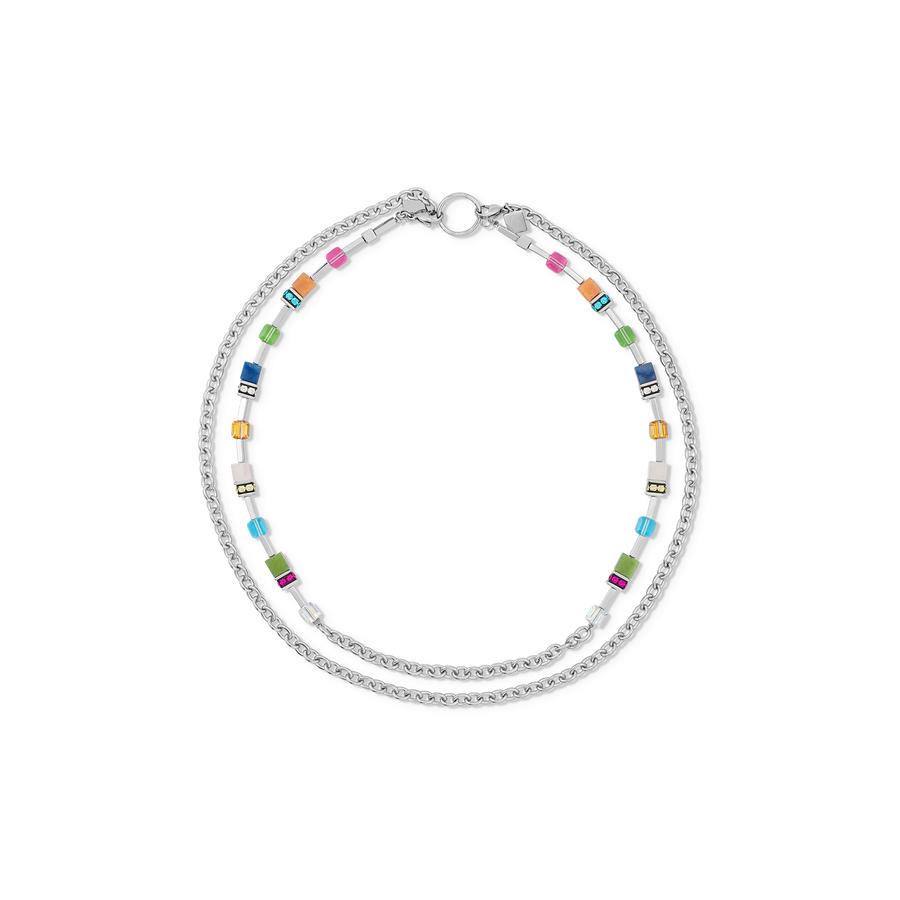 Collana GeoCUBE® Iconic Boho argento-multicolore