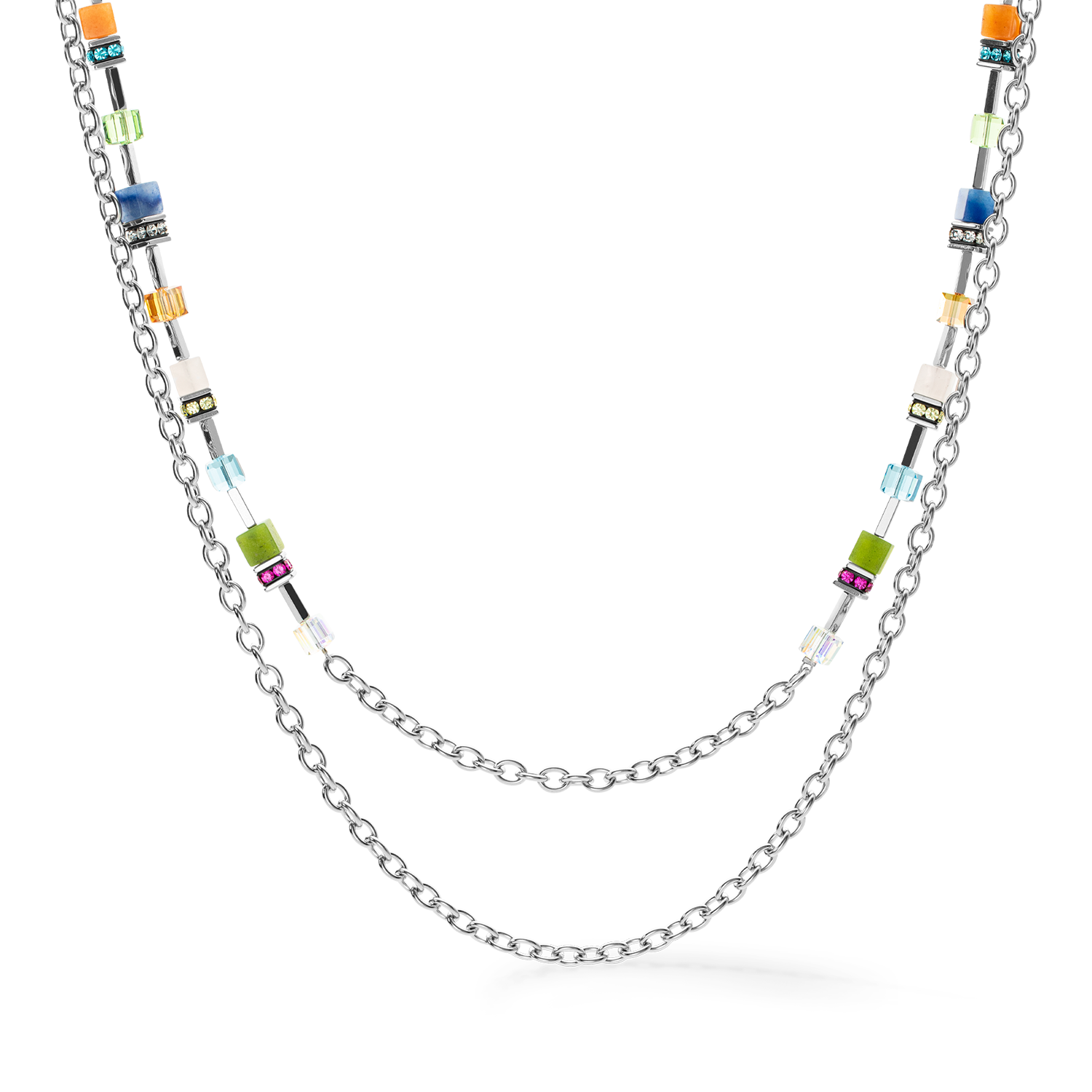Collana GeoCUBE® Iconic Boho argento-multicolore