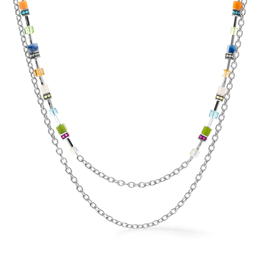 Collana GeoCUBE® Iconic Boho argento-multicolore