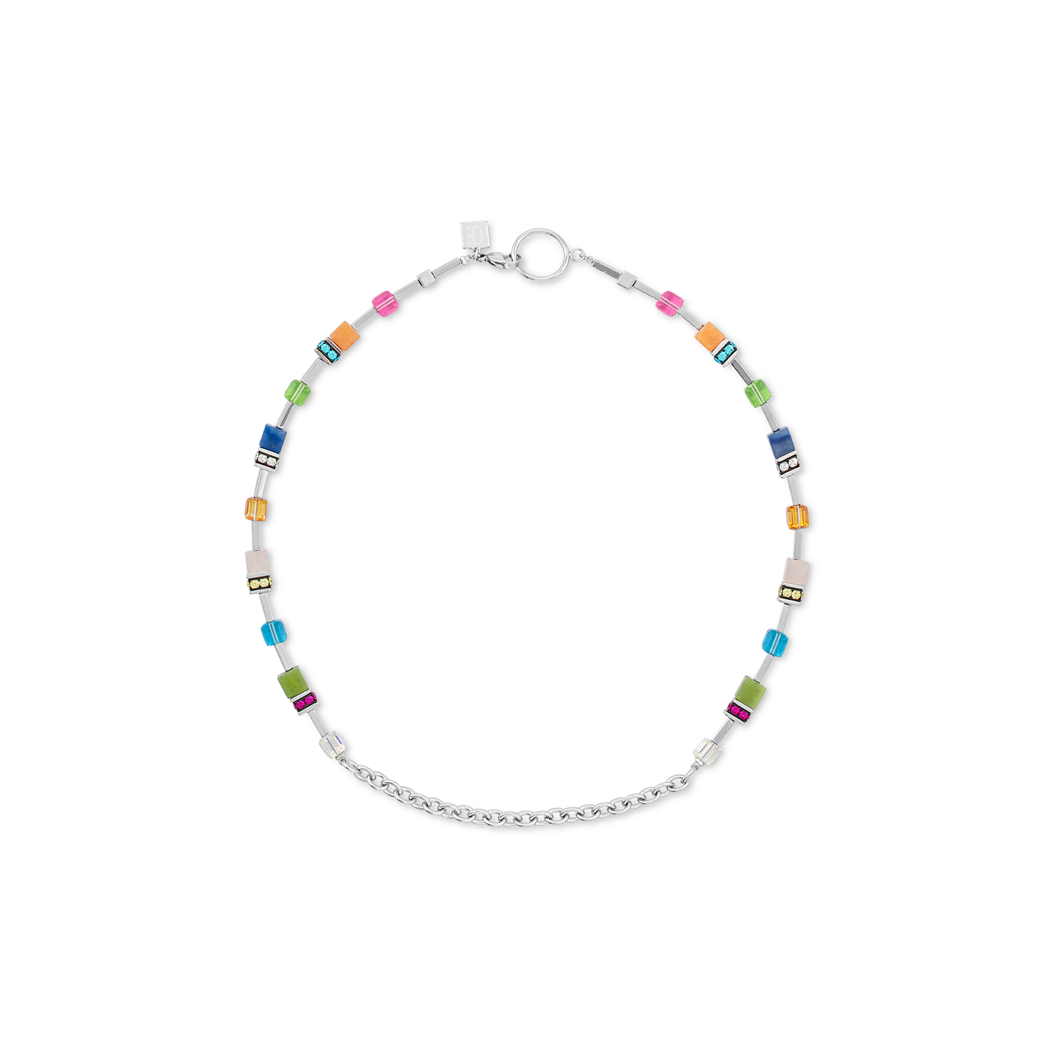 Collana GeoCUBE® Iconic Boho argento-multicolore